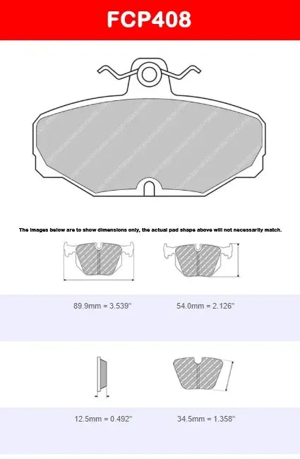 Ferodo Brake Pads FCP408 - Caterham Rear