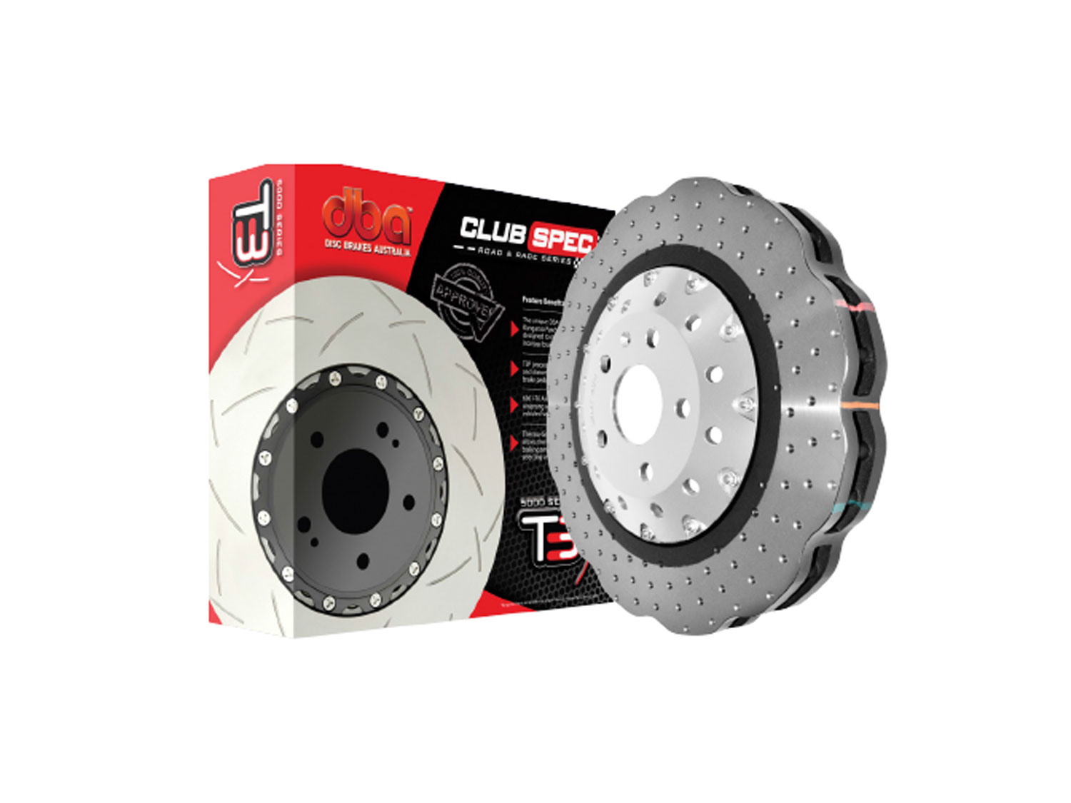 DBA 5000 Series T3 Wave Design Slotted Cross Drilled Dimpled Brake Discs With Hat - AUDI