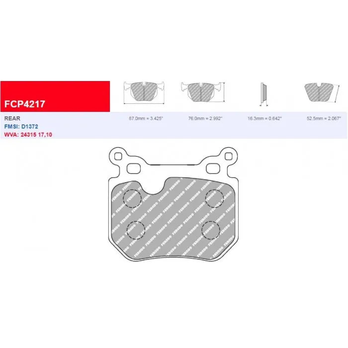 Ferodo DS2500 Brake Pads FCP4217 BMW E82, E88 & E135i Rear