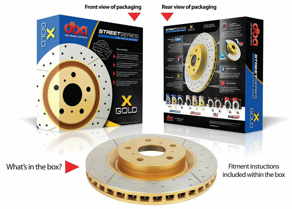 DBA Street Series X Gold Cross Drilled Replacement Brake Discs
