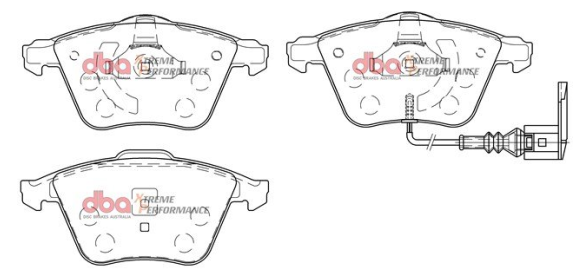 DBA Extreme Performance brake pads DB2402 Audi S3, TT & Volkswagen Golf, Scirocco front
