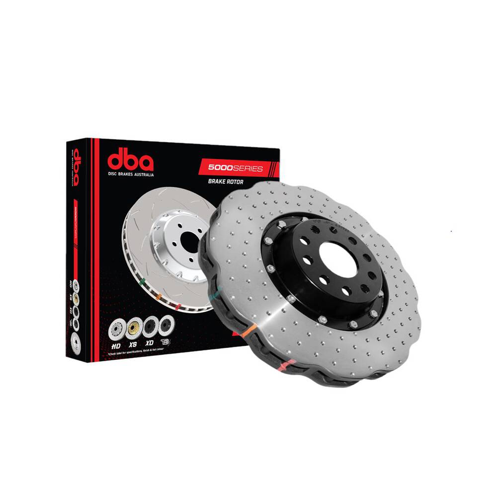 DBA 5000 Series T3 Wave Design Slotted Cross Drilled Dimpled Brake Discs With Hat - AUDI